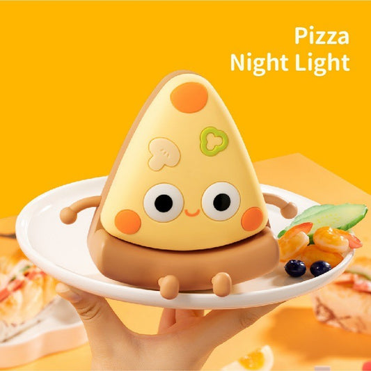 披萨硅胶小夜灯跨境USB充电定时床头伴睡灯氛围拍拍灯Pizza Lamp